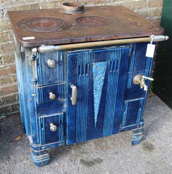 French enamel wood burner early 20thC(-)